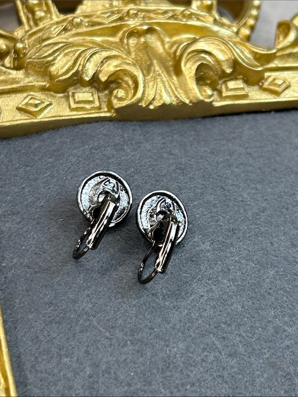 Lavender Center Crystal and Purple Halo Drop Earrings - Picture 4 of 4
